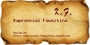 Kapronczai Fausztina névjegykártya